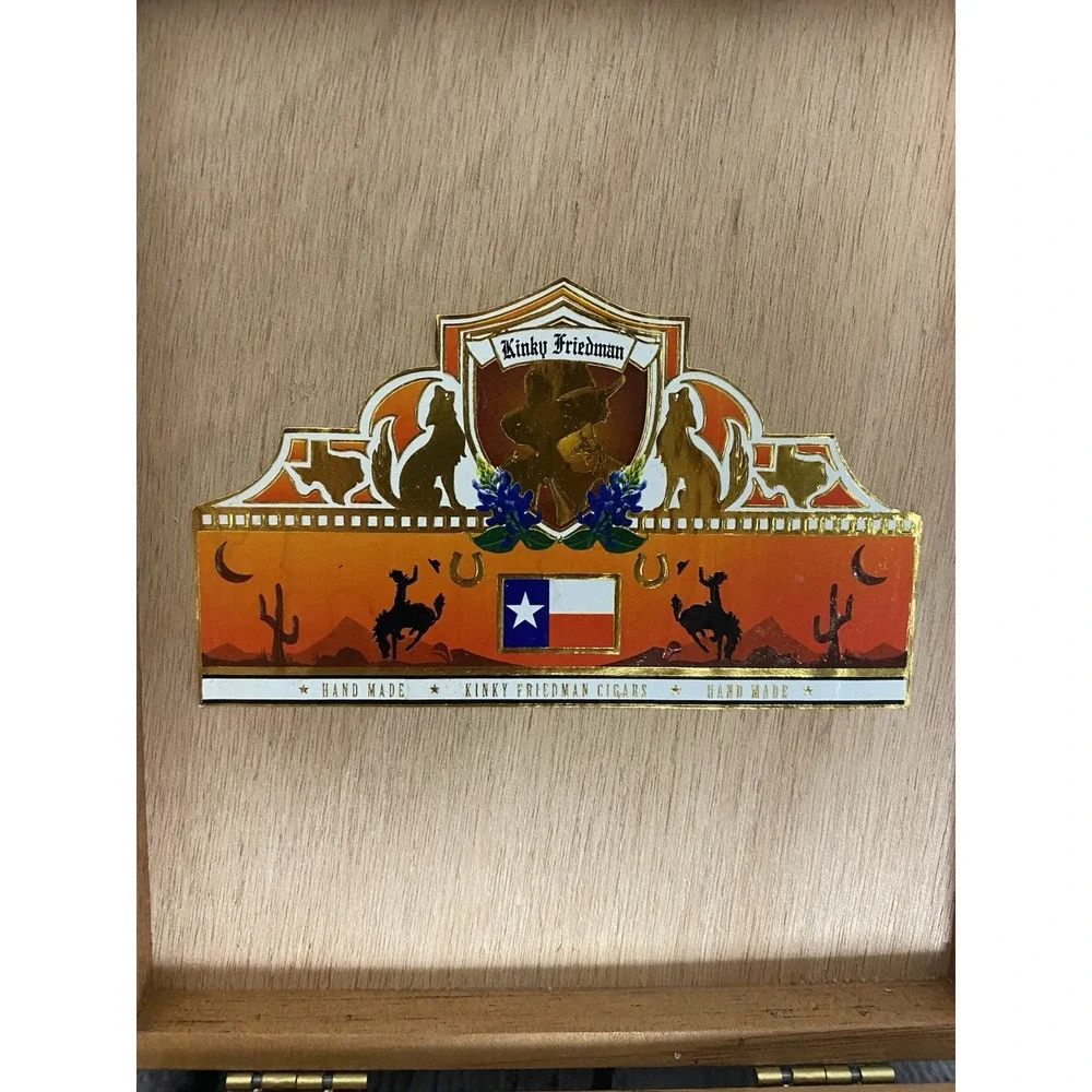 Kinky Friedman Cigar Box Red Wooden The Utopian Vintage Cigar Case Hinged Texas